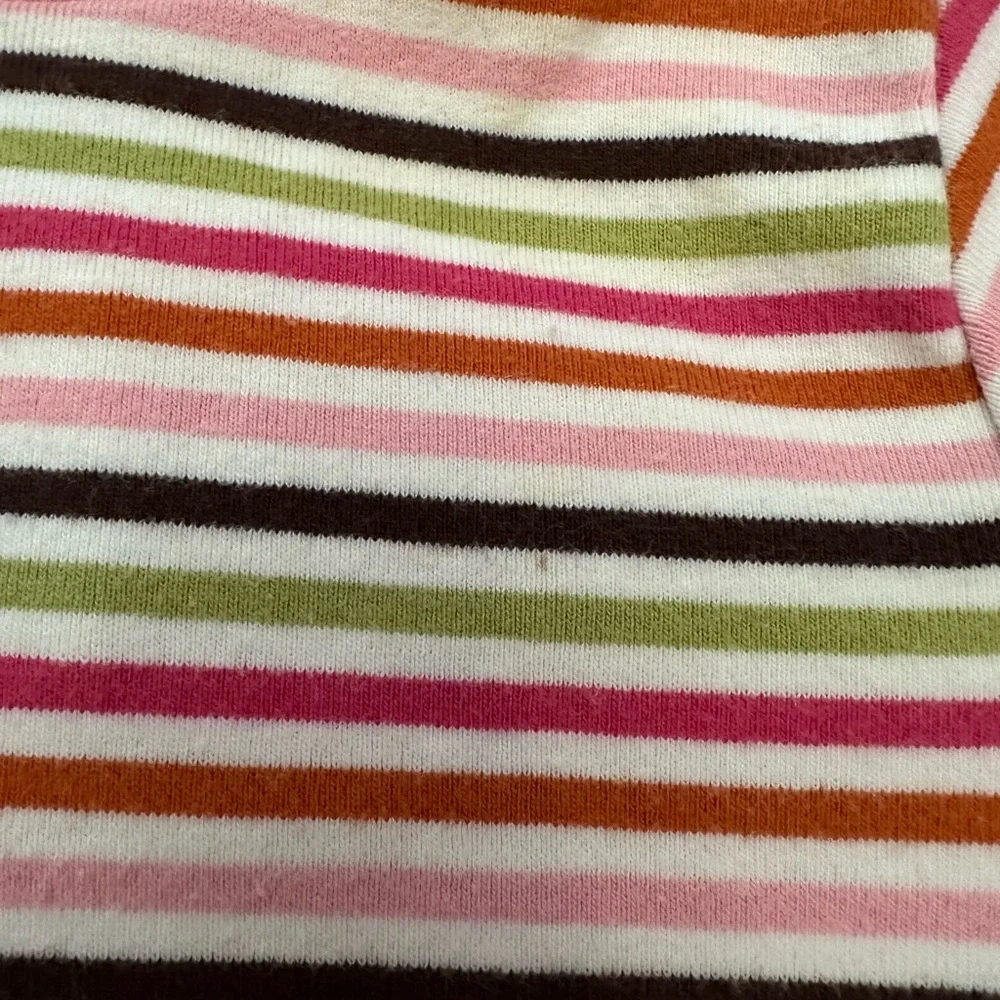 NWOT 2005 Gymboree Ruffle Turtleneck in Pink Brown Green Stripe Size 6-12 Months